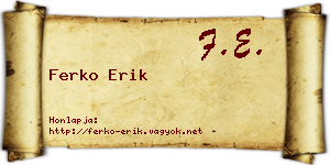 Ferko Erik névjegykártya
